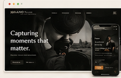 Photographer website template concept shown on desktop and mobile