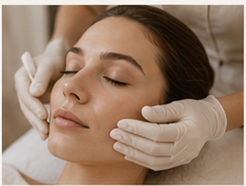 Facial treatment being carried out on a client