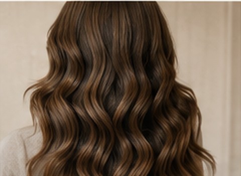 Long wavy hair styled after a salon treatment